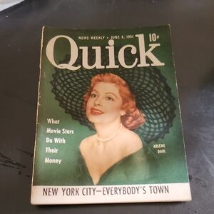 VINTAGE QUICK MAGAZINE with ARLENE DAHL on the COVER - JUNE 1951